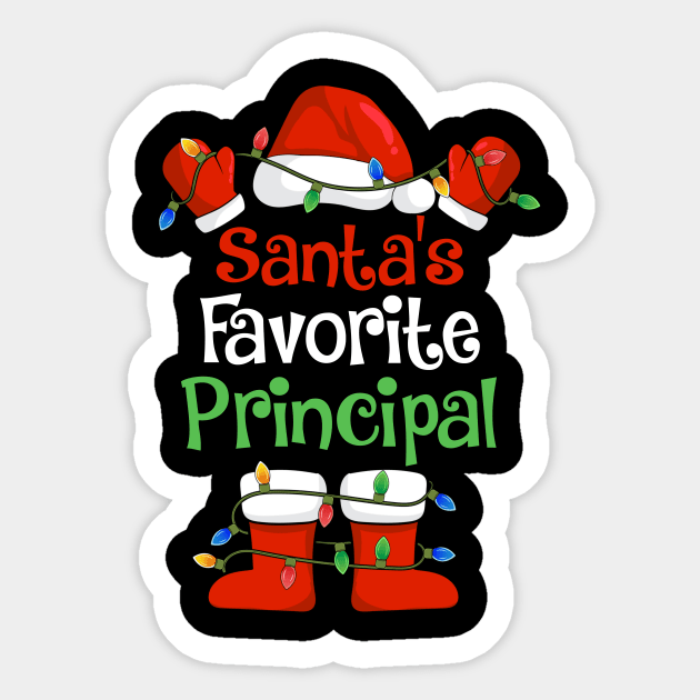 Santa's Favorite Principal Funny Christmas Pajamas Sticker by cloverbozic2259lda